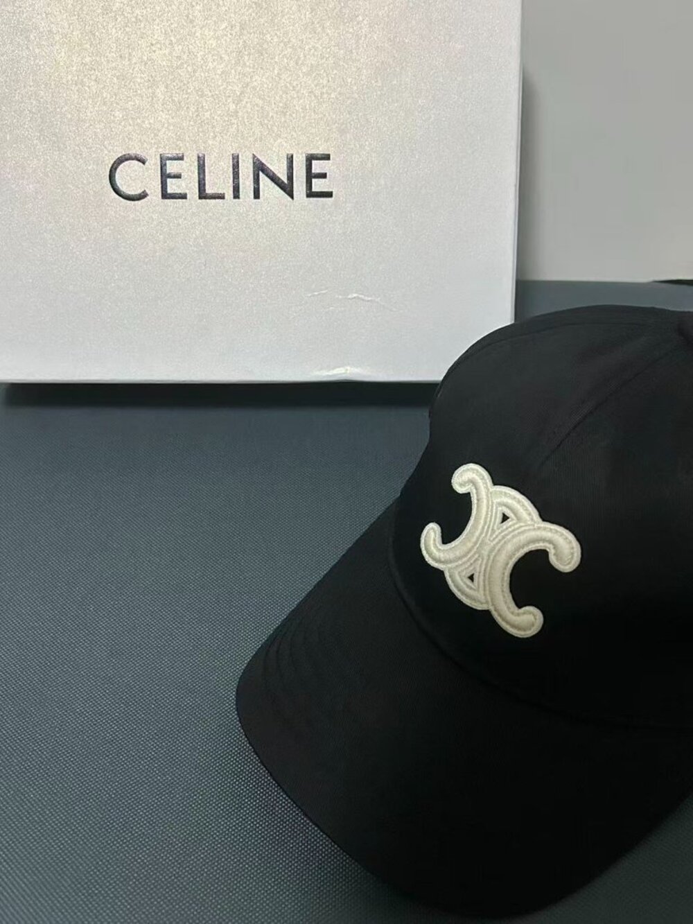Celine Triomphe Womens Adjustable Baseball Cap Hat in black
